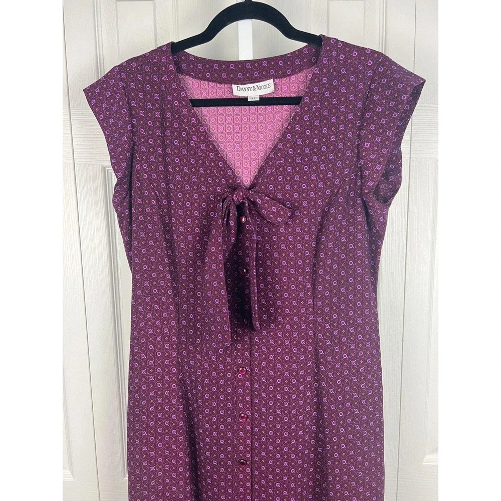 Danny & Nicole Purple Floral Maxi Dress Boho Cottagecore Retro Purple‎ Poly 12
